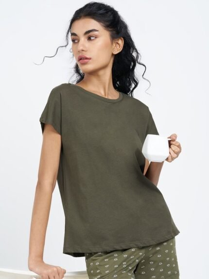 Women Olive Lounge T-Shirt