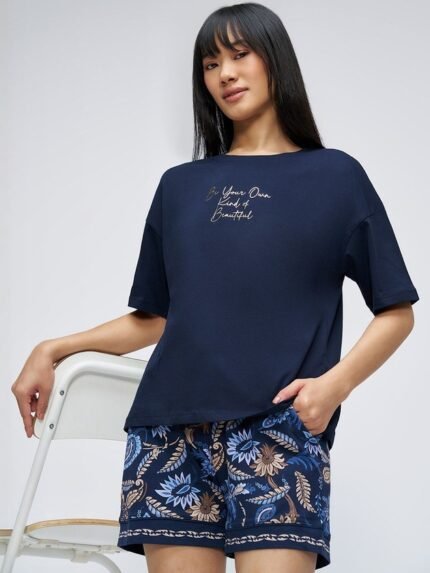 Women Navy Graphic Lounge T-Shirt